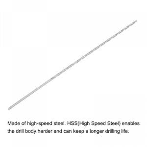 uxcell HSS(High Speed Steel) Extra Long Twist Drill Bits, 2.5mm Drill Diameter 250mm Length 6 Pcs