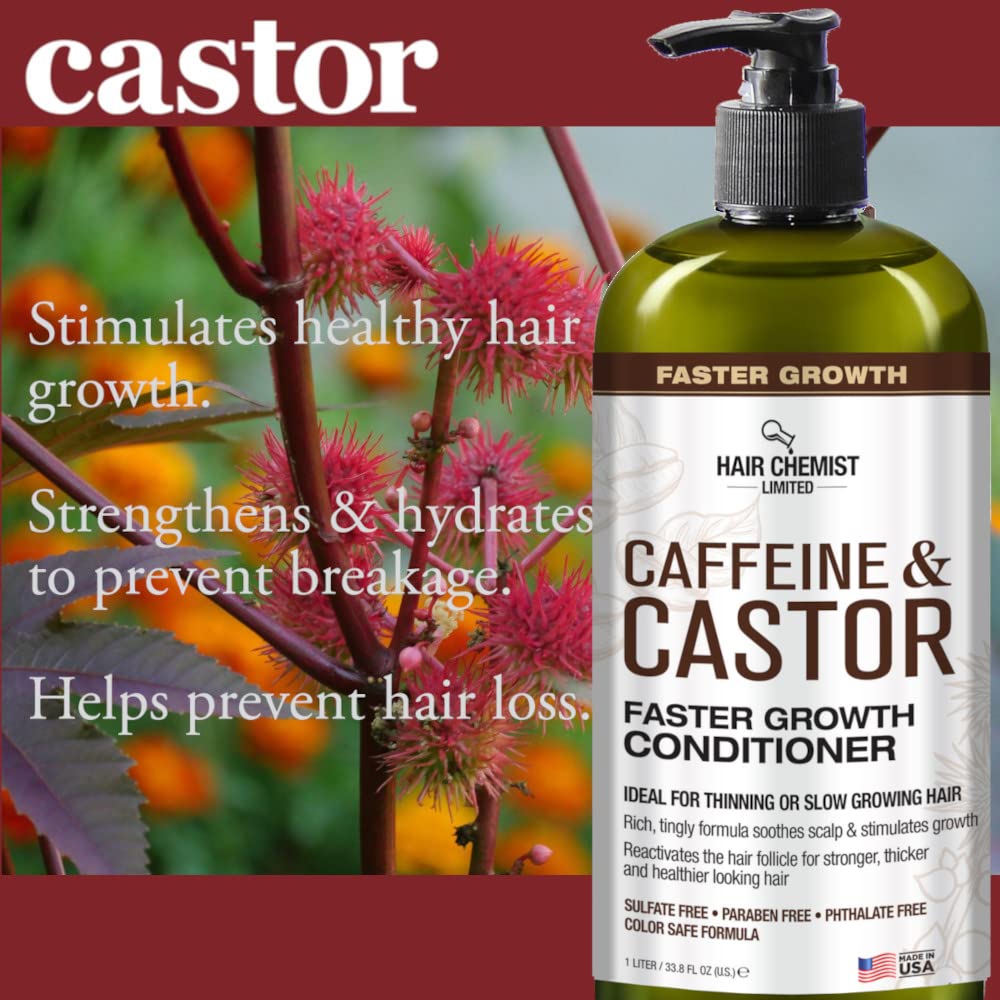 Hair Chemist Caffeine and Castor Faster Growth Conditioner 33.8 oz. - Hair Conditioner for Faster Hair Growth