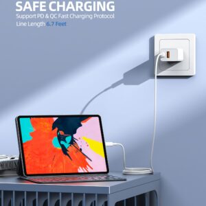 20W [MFi Certified] Fast Charger Fit for iPad 9th Generation Gen 2021 10.2 inch Tablet with 6.6 Ft Charging Cable A2602 A2604 A2603 A2605 Dual Port Wall Charger AC Power Supply Adapter Cord