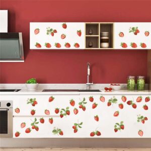 Bamsod Fruit Wall Decals Removable Boho Wall Stickers Peel Stick Fresh Fruit Wall Stickers for Baby Nursery Kids Bedroom Living Room Home Kitchen … (Strawberry)