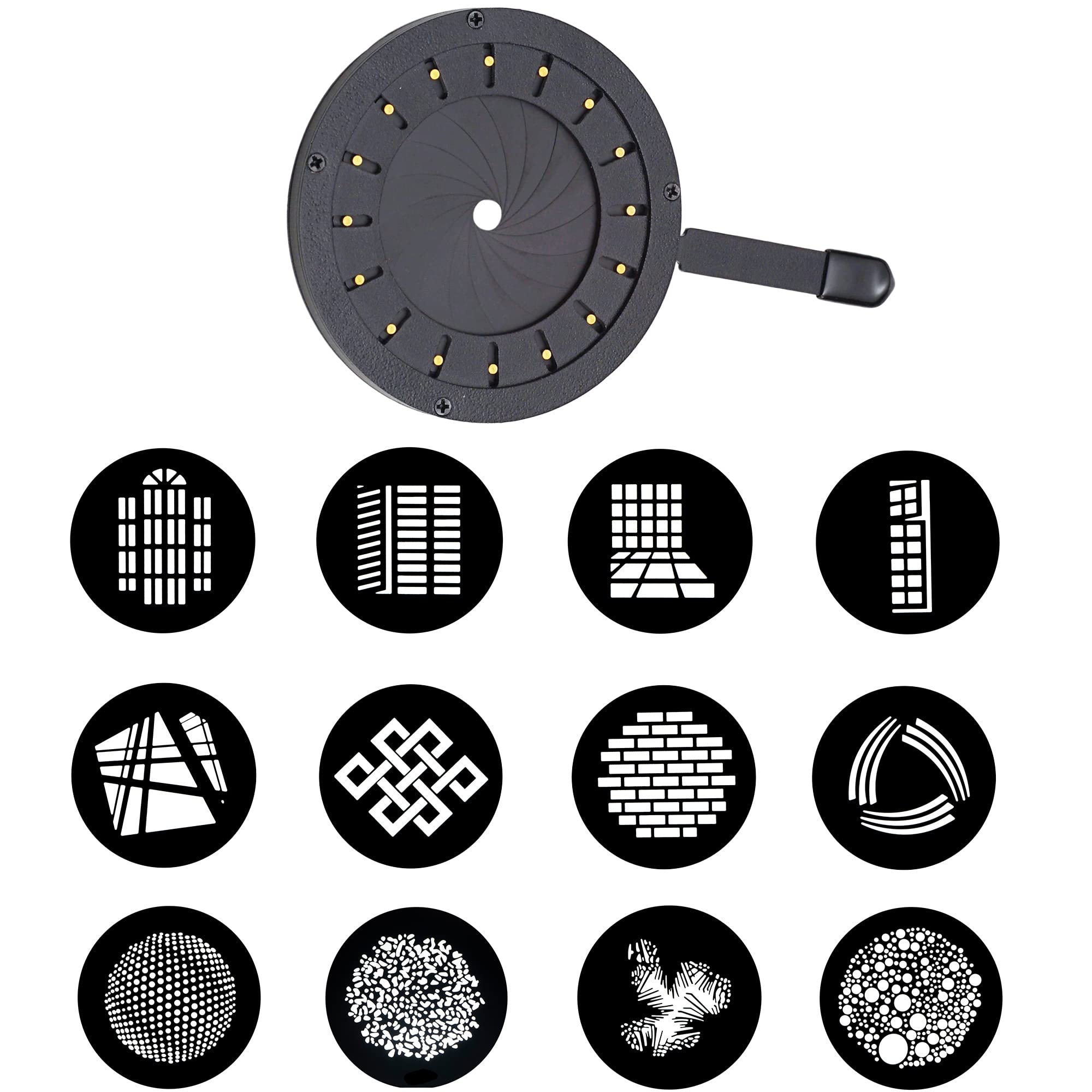 WELLMAKING Adjustable Aperture Iris Diaphragm(Supports Inserting gobos) for Optical snoot, can Adjust The Size of Aperture and gobo's Projection Simultaneously