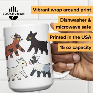 LookHUMAN Ceramic Goat Coffee Mug - Cute Baby Goat Mugs for Goat Lovers, Double-sided Print Goat Coffee Cup, Dishwasher Safe Novelty Coffee Mugs with Goat Design, Goat Lover Gifts Coffee Cups, 15oz