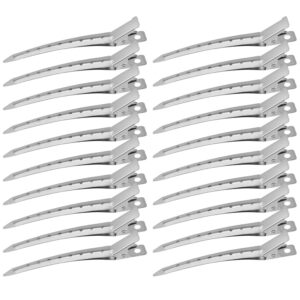 Korintin Hair Styling and Sectioning Clips - Metal Duck Bill Clips, Alligator Roller Clips for Long, Thick Hair, Salon Clips (24 Pack, Silver)