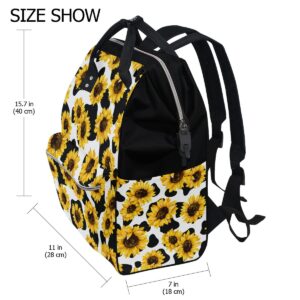 Glaphy Large Capacity Baby Diaper Bag Sunflowers Cow Print Durable Multi Function Travel Backpack