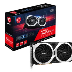 MSI Gaming Radeon RX 6750 XT 192-bit 12GB GDDR6 DP/HDMI Dual Torx 3.0 Fans FreeSync DirectX 12 VR Ready OC Graphics Card (RX 6750 XT MECH 2X 12G OC)