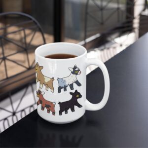 LookHUMAN Ceramic Goat Coffee Mug - Cute Baby Goat Mugs for Goat Lovers, Double-sided Print Goat Coffee Cup, Dishwasher Safe Novelty Coffee Mugs with Goat Design, Goat Lover Gifts Coffee Cups, 15oz