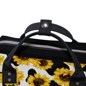 Glaphy Large Capacity Baby Diaper Bag Sunflowers Cow Print Durable Multi Function Travel Backpack