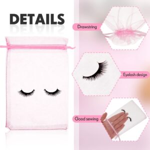 Reginary 100 Pcs Eyelash Aftercare Bags Eye Lash Print Makeup Bags Empty Beauty Gift Bags Women Drawstring Cosmetic Bag Organza Bags Pouch for Makeup Jewelry Supplies(4 x 6 Inch,Pink Plus Black)