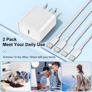 New iPhone 15 16 Chargers Fast Charging, 2Pack 20W USB C Wall Charger for iPhone 16 Pro Max with 3Pack [10FT+6FT+3FT] USB C to USB C Cable Compaitble with Apple 16/16 Plus/15/15 Pro Max/iPad Pro