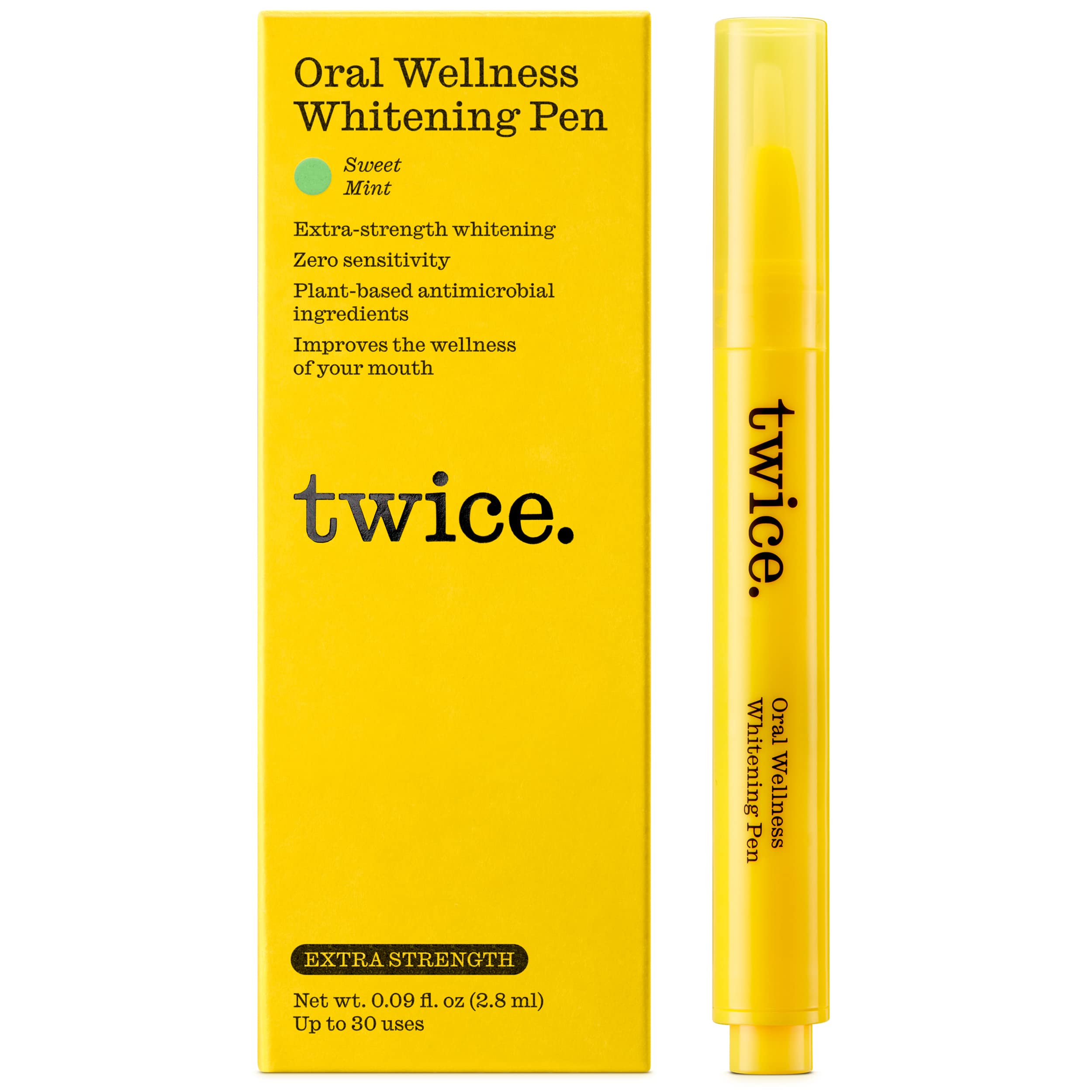 Twice Oral Wellness Extra Strength Tooth Whitening Pen - Gentle, Sensitive Teeth Whitening Pens Professional, on-The-go, or at Home use! Easy Teeth Stain Removal and Teeth Brightening. (1 Pack)