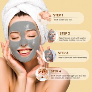 Clay Facial Mask Set -Turmeric Vitamin C, Dead Sea and Himalayan Clay Mask, , SPA Facial Masks Skin Care Set for Deep Pore Cleansing, Reduce Blackheads Acne, Dark Spots, Oil Control, and Radiant Skin