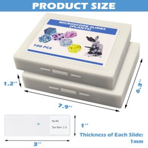 Prolee 200 Packs Microscope Slides, 100 Plants & 100 Animal Tissues Includes Labels and Case for Biological Science Education