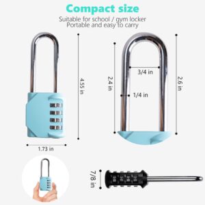 KAWAHA CL21AS 2.6 Inch Long Shackle Combination Lock, 4 Digit Combination Padlock Set Your own Combination for Gym Locker Lock, School, Gates, Doors, Toolbox, Hasps and Storage (Aqua Sky (L) *1)