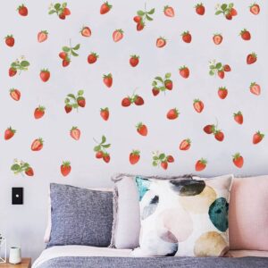 Bamsod Fruit Wall Decals Removable Boho Wall Stickers Peel Stick Fresh Fruit Wall Stickers for Baby Nursery Kids Bedroom Living Room Home Kitchen … (Strawberry)