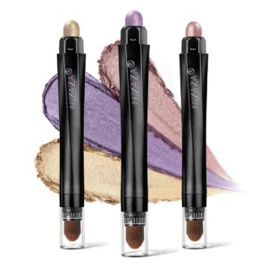 luxaza 3pcs cream eyeshadow stick,neutral eye shadow sticks makeup pencil for eyes,eye brightener stick highlighter makeup,waterproof & long lasting shadow stick and eyeliner pen set