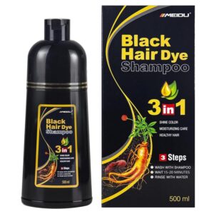 ivnil meidu black hair dye shampoo 3 in 1 champu para canas mujer gray hair coverage for women & men herbal natural plant hair dye shampoo 500ml