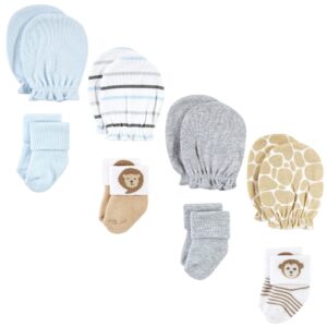 hudson baby baby socks and mittens set, safari boy, 0-6 months