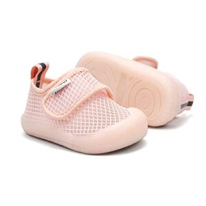 Baby Boy Girl Shoes Lightweight Breathable Toddler Mesh Sneakers Beach Water Shoes Non-Slip First Walking Shoes 6 9 12 18 24 Months(12-18 Months, 1-Pink)