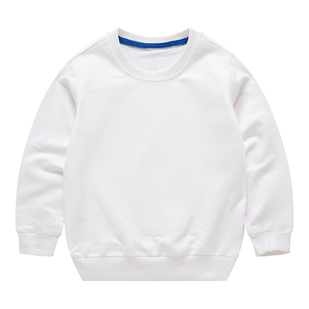 RUKOSU Toddler Kids Baby Boy Girl Long Sleeve Sweatshirt Casual Shirt Thin Pullover Infant Crewneck Sport Tops White 2T