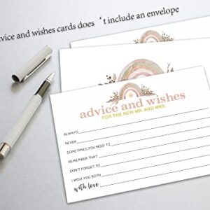 Yuansail Rainbow Floral Advice And Wishes Cards For The New Mr And Mrs, Wedding Advice for Bride Groom Newlyweds Bridal Shower,Aecorations Party Supply，25 Cards(bb001-JYK 008HL)