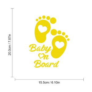 2PCS Baby on Board Stickers for Cars, Nouiroy Reflective Baby in Car Stickers and Decals Cute Feet Car Window Clings Safety Warning Sign Waterproof Auto Vinyl Sticker, Pink