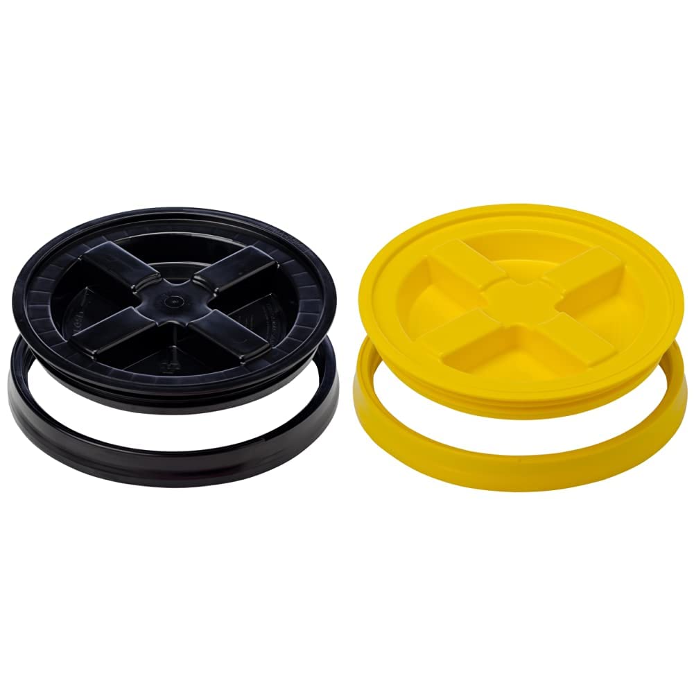 Gamma2 Gamma Seal Lid - Pet Food Storage Container Lids - Black and Yellow