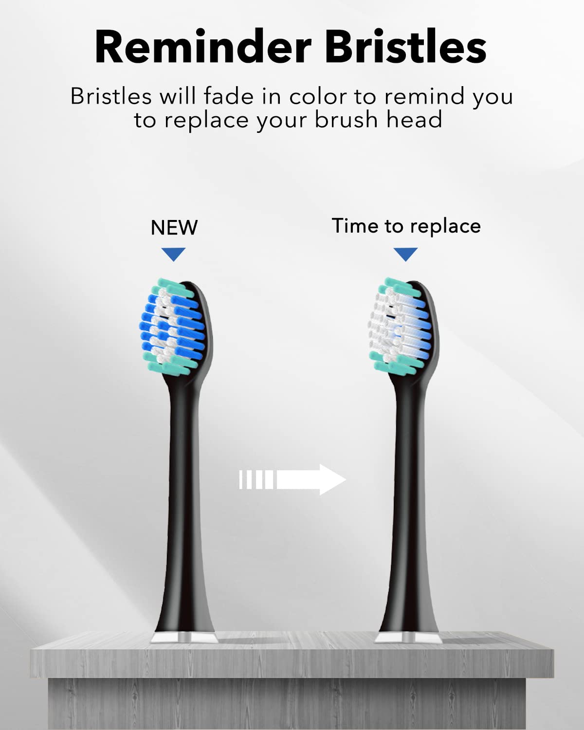 MySmile Electric Toothbrush Replacement Heads, 6 Packs (Black)