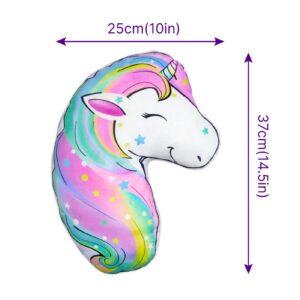 FIODAY Seat Belt Cover Pad for Kids Unicorn Seatbelt Pillow Soft Seat Belt Cover Car Pillow Toddler Travel Seat Strap Pad Neck Support for Girls Boys, Rainbow