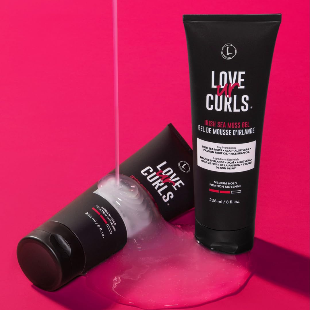 Love Ur Curls - LUS Irish Sea Moss Hair Gel, Medium Hold Hair Styling Curling Gel for Defined Curly Hair, Waves & Coils, Vegan, Cruelty Free, 236mL