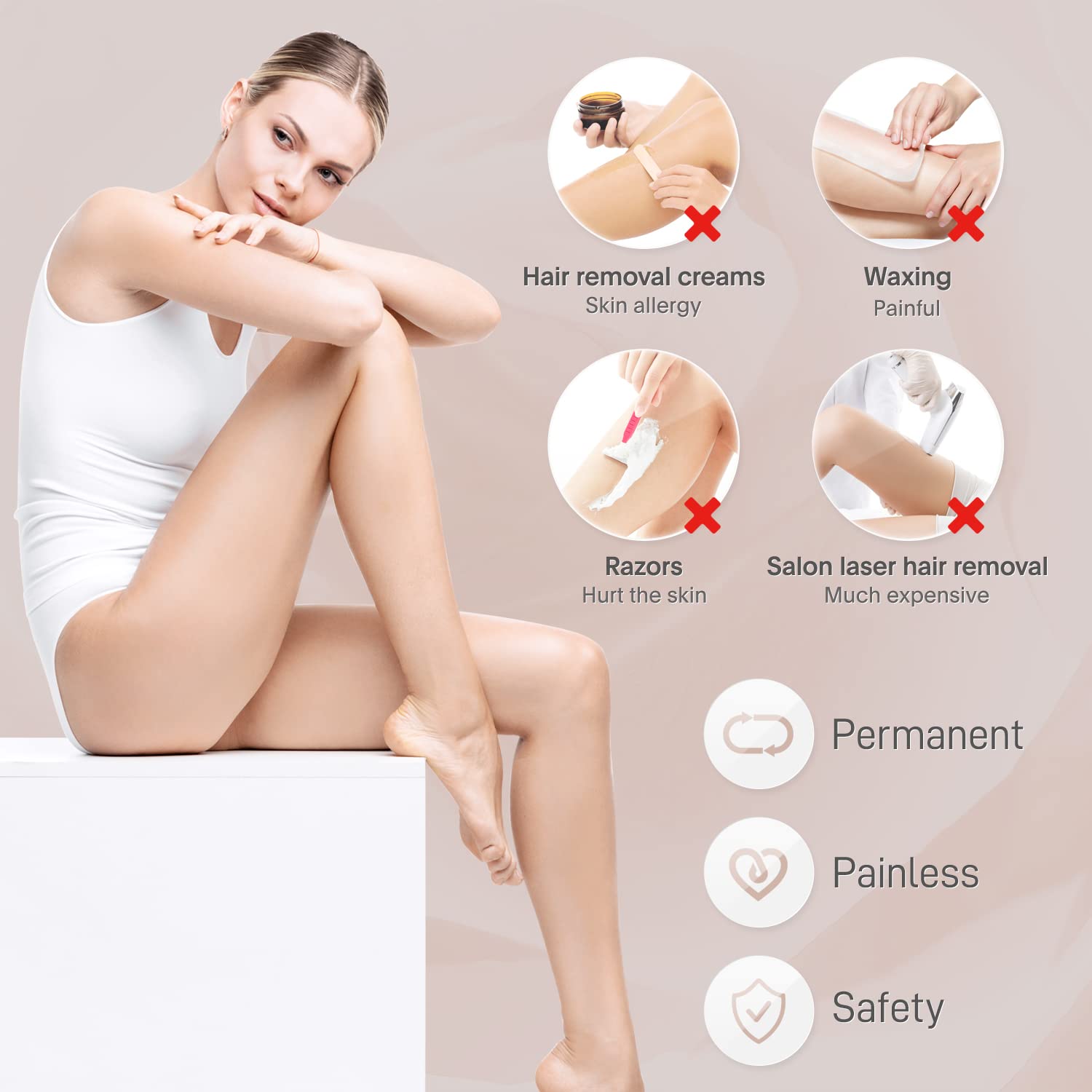 Laser Hair Removal for Women and Men IPL Hair Remover Facial Whole Body Machine Permanent Painless Device at Home 999,999 Flashes