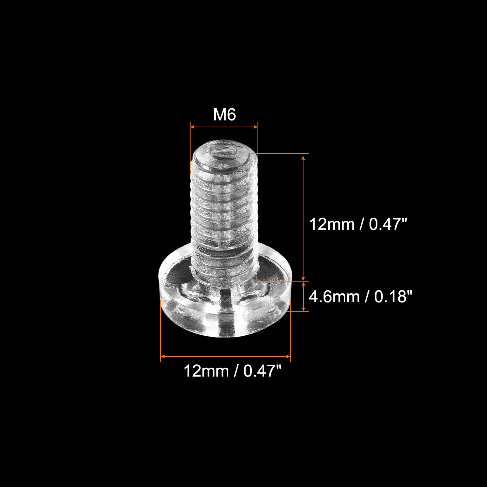 uxcell M6x12mm Plastic Phillips Bolts 50pcs PC Pan Head Machine Screws Transparent