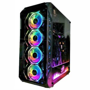 Rhinomax A17 Series Phoenix Full-Tower E-ATX/ATX/M-ATX Computer Gaming Case with 3-Sided Reinforced Glass, USB 3.0, 6 ARG Light-Emitting 12cm Fans with 1 ARGB Fan Controller