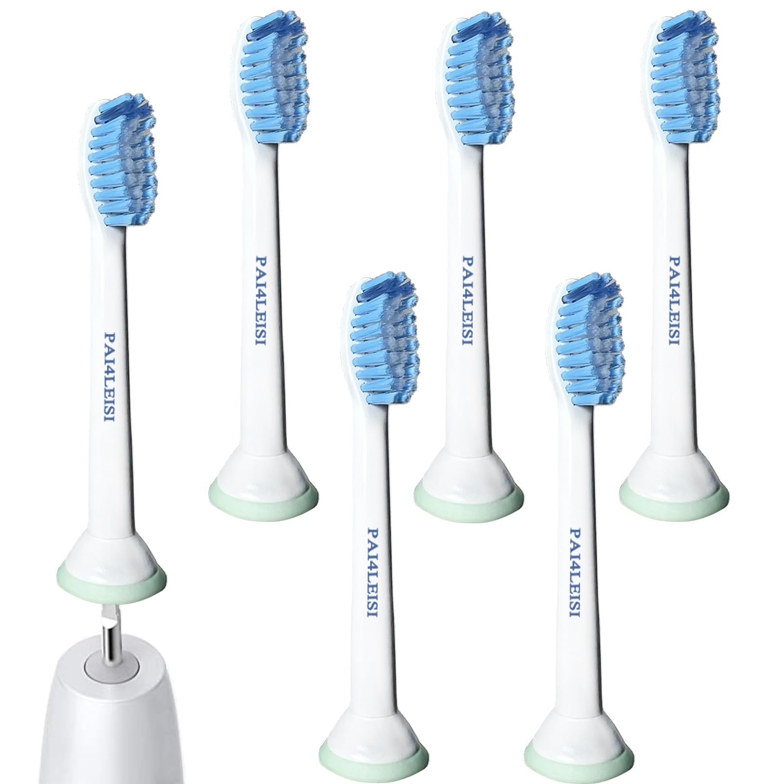 PAI4LEISI Sensitive Replacement Toothbrush Heads Compatible with Philips Sonicare Toothbursh HX6053,Sensitive Replacement Heads with Soft Bristles,6 Pack