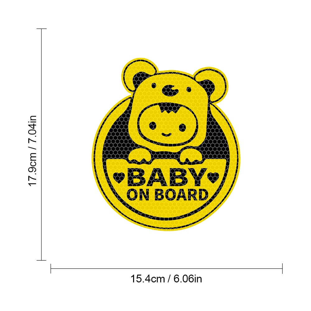 Baby on Board Stickers for Cars, 2 Pcs Nouiroy Cute Baby Super Strong Reflective Koala Baby in Car Decals and Stickers Baby Caution Bumper Safety Warning Sign Waterproof Vinyl Sticker (Pink)