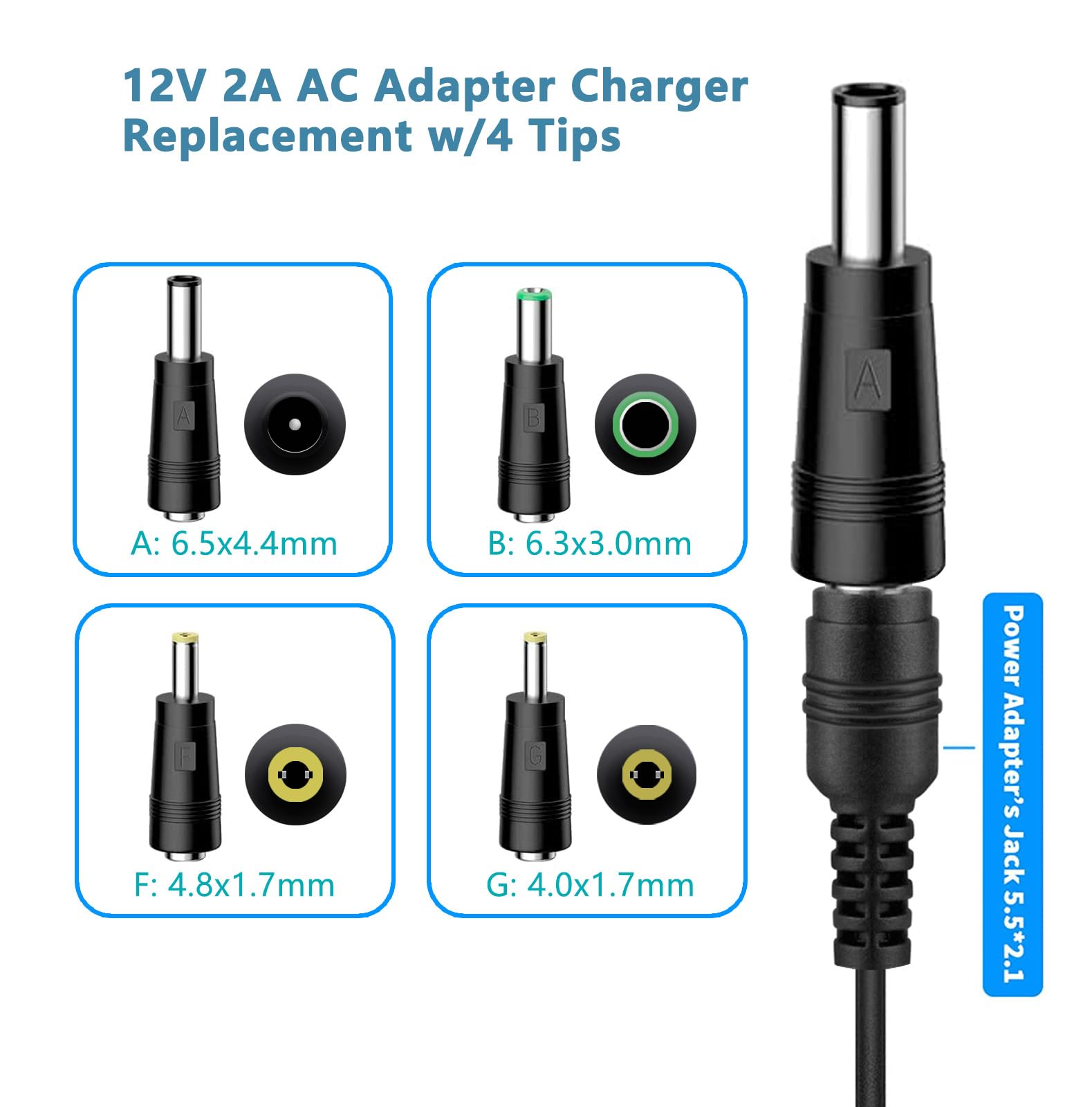 12V AC/DC Charger Power Cord Compatible for Seagate Freeagent Goflex, Backup Plus SRD0SD0, WD Western Digital, Elements Desktop, Fantom Drives, WD_Black D10, Avolusion PRO-5X External Hard Drive