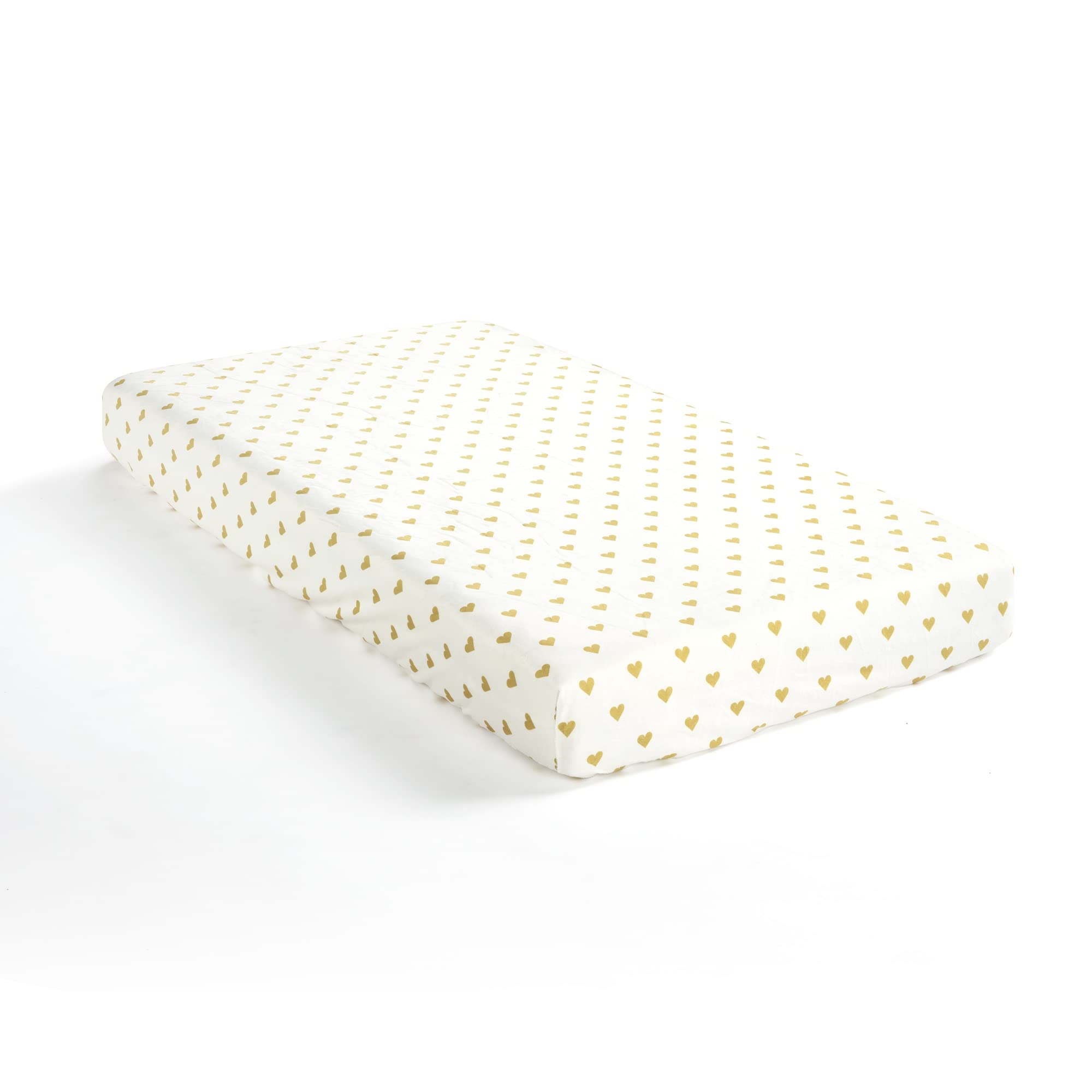 Lush Decor Baby Boho Metallic Hearts Allover Hearts Soft & Plush Fitted Crib Sheet, 52"x 28" x 9", White & Gold