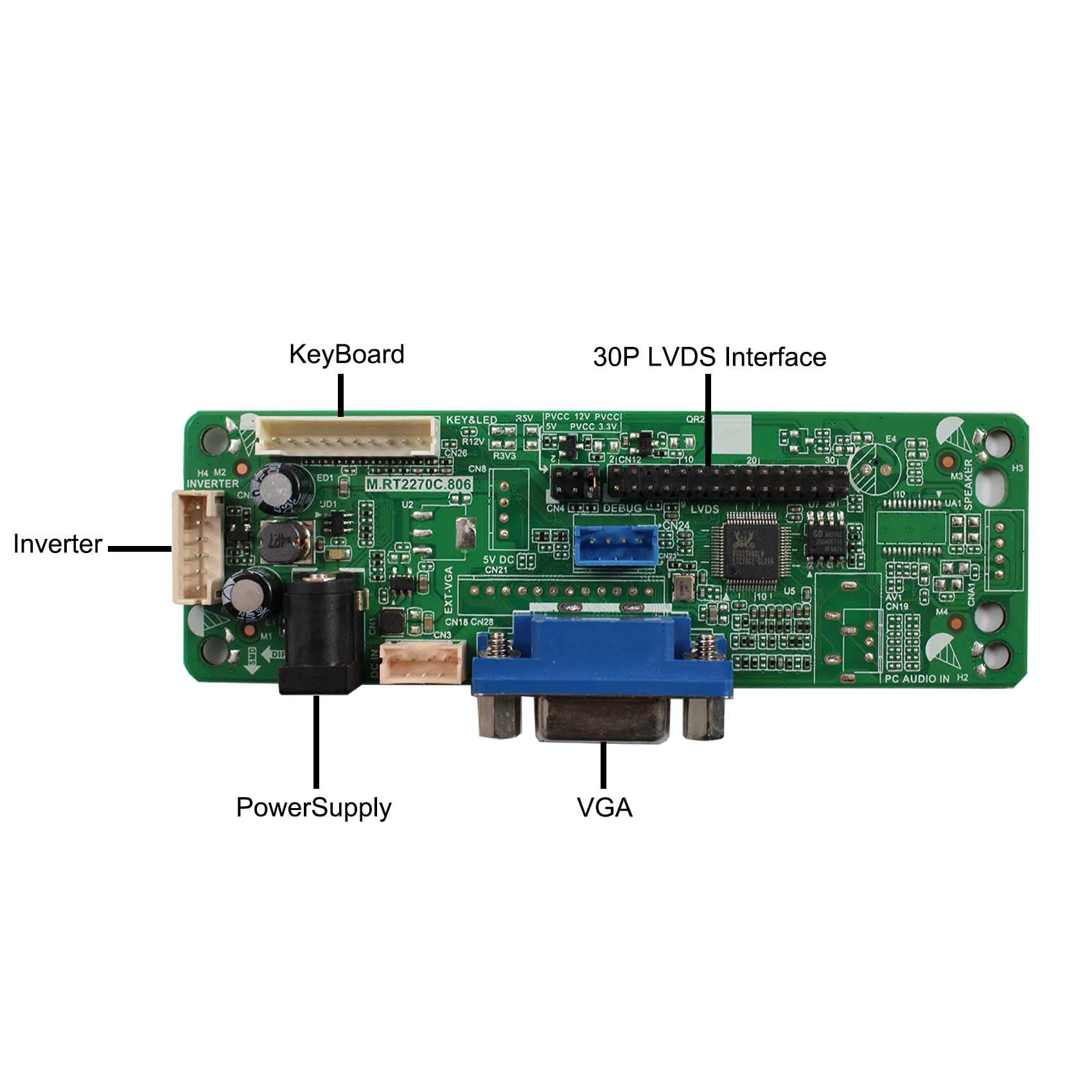 FanyiTek 15.4" 1280x800 TFT LCD Screen and VGA LVDs Controller Board 30pin