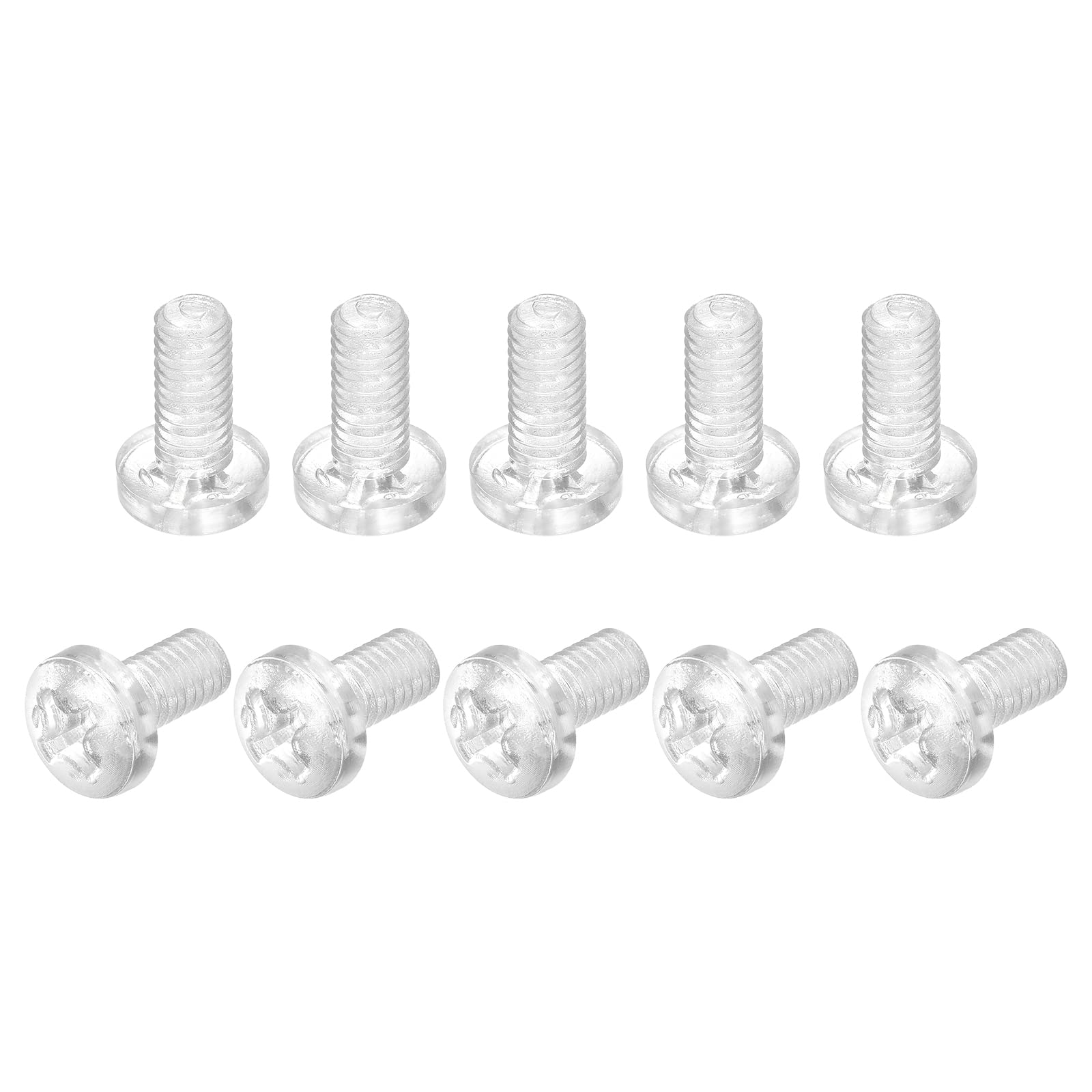 uxcell M6x12mm Plastic Phillips Bolts 50pcs PC Pan Head Machine Screws Transparent