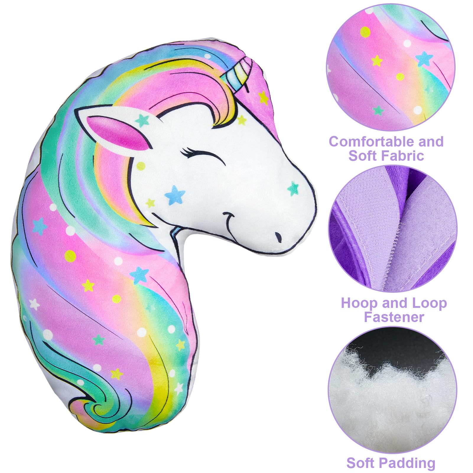 FIODAY Seat Belt Cover Pad for Kids Unicorn Seatbelt Pillow Soft Seat Belt Cover Car Pillow Toddler Travel Seat Strap Pad Neck Support for Girls Boys, Rainbow