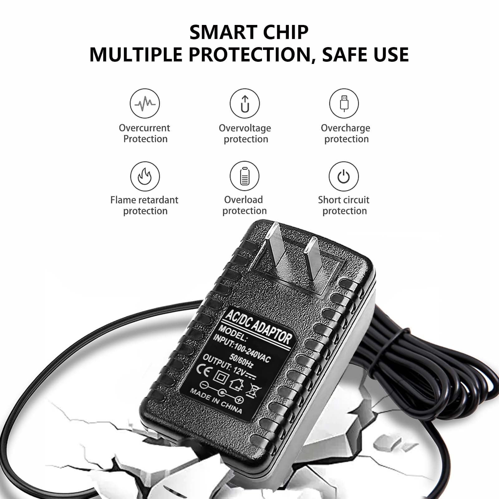 12V AC/DC Charger Power Cord Compatible for Seagate Freeagent Goflex, Backup Plus SRD0SD0, WD Western Digital, Elements Desktop, Fantom Drives, WD_Black D10, Avolusion PRO-5X External Hard Drive