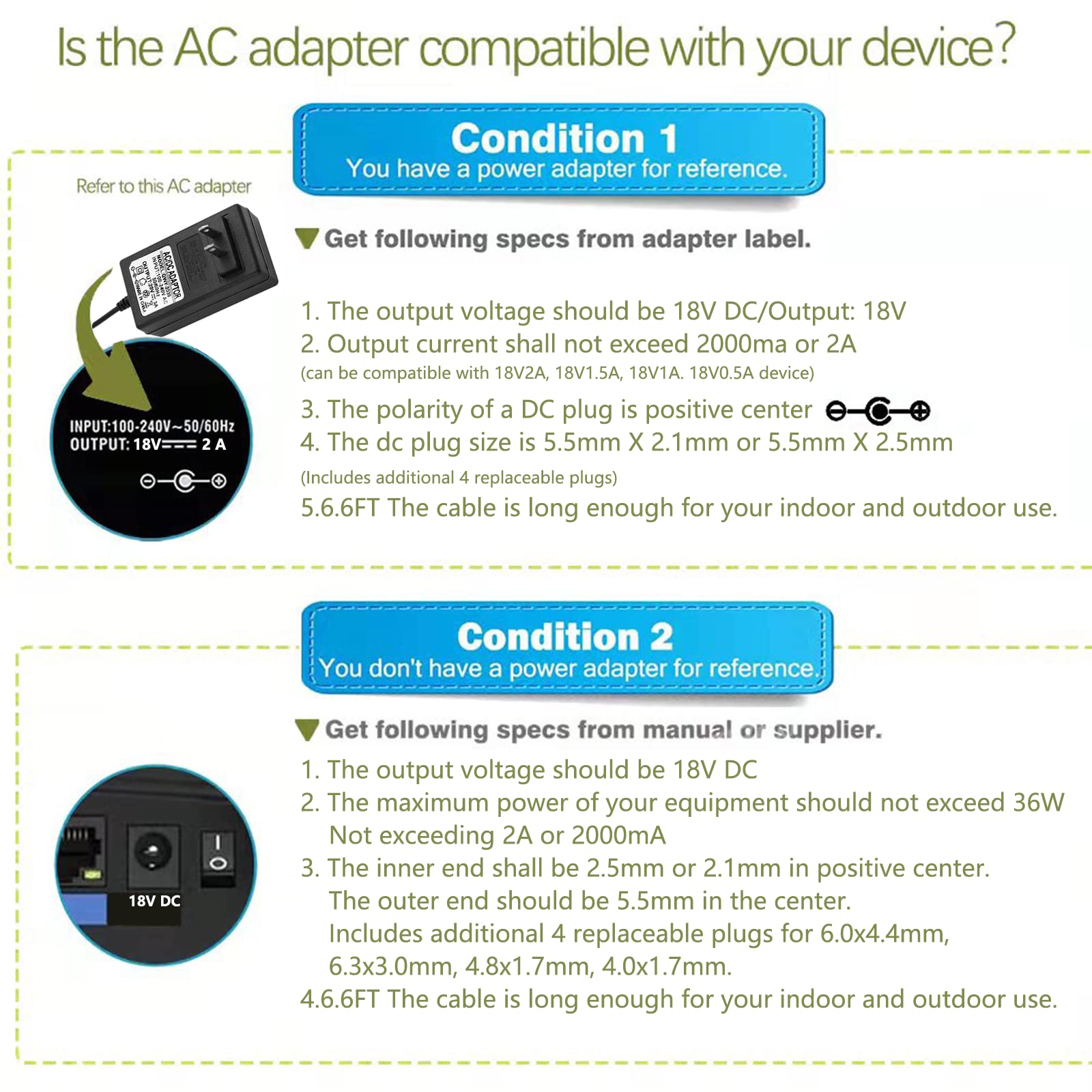 18V DC Adapter Charger Compatible for Altec Lansing mix 2.0 Rockbox XL IMW999, Altec Lansing IMW889 Bluetooth Speakers, Brookstone Big Blue Studio Speaker 18V 2A AC Power Supply Charging Cable Cord