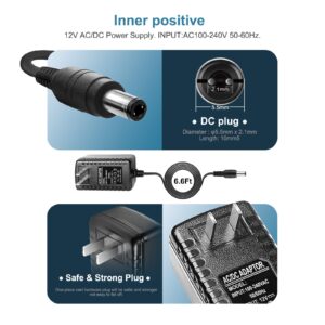 12V AC/DC Charger Power Cord Compatible for Seagate Freeagent Goflex, Backup Plus SRD0SD0, WD Western Digital, Elements Desktop, Fantom Drives, WD_Black D10, Avolusion PRO-5X External Hard Drive