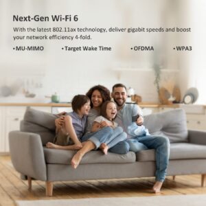 Mercku M6a Mesh Wi-Fi 6 Router for Wireless Internet 1 Pack Covers up to 3,000 sq.ft. Can Add More Units to Form a Mesh Wi-Fi System, Dual-Band Gigabit Router, App Control, AX1800, Iron Grey