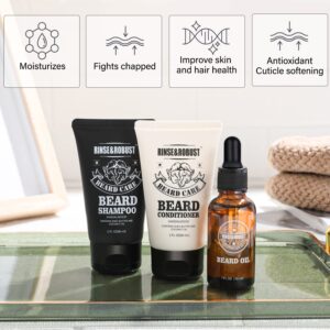 Rinse & Robust Beard Kit Beard Care Grooming for Men Beard Travel Set Christmas Gift Travelling Bag for Men