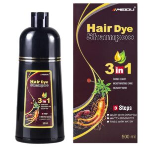 ivnil meidu dark brown hair dye shampoo 3 in 1 color for grey coverage seimi permanent instant champu para canas mujer for women/men - herbal ingredients natural plant