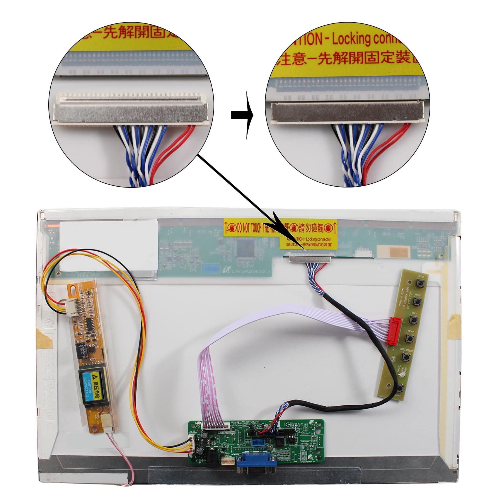 FanyiTek 15.4" 1280x800 TFT LCD Screen and VGA LVDs Controller Board 30pin