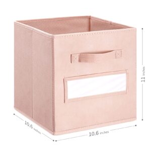 artsdi Set of 10,Foldable Cube Storage Bins with 10 Labels Window Cards & a Pen,Baskets Containers for Shelves,Closet Organizers Box for Home & Office,Pink