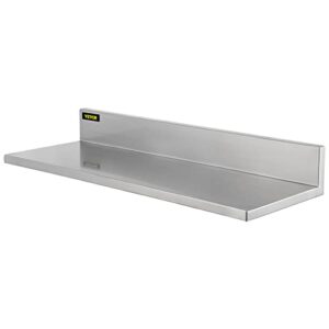 VEVOR Stainless Steel Wall Shelf, 8.6'' x 24'', 44 lbs Load Heavy Duty Commercial Wall Mount Shelving w/Backsplash for Restaurant, Home, Kitchen, Hotel, Laundry Room, Bar (2 Packs)