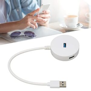 USB 3.0 Hub, 4 Port Hub 5Gbps Transmission White Plug and Play for Windows for OS X for Linux