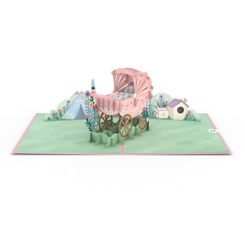 Lovepop Pink Baby Carriage 3-D Pop-Up Greeting Card